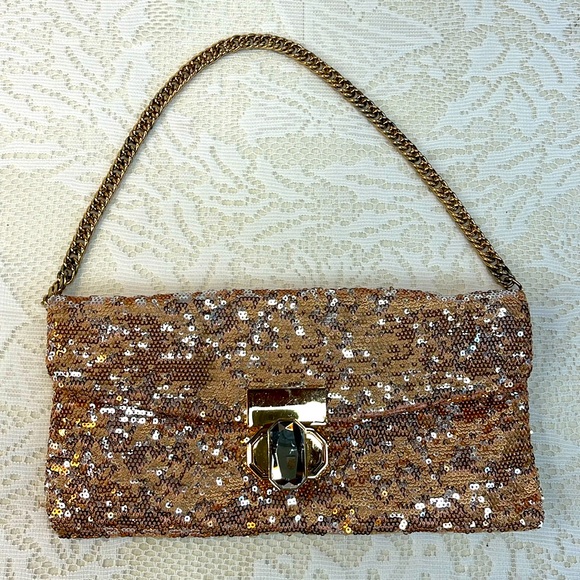 Deux Lux Handbags - Deux Lux rose gold sequin clutch purse with strap